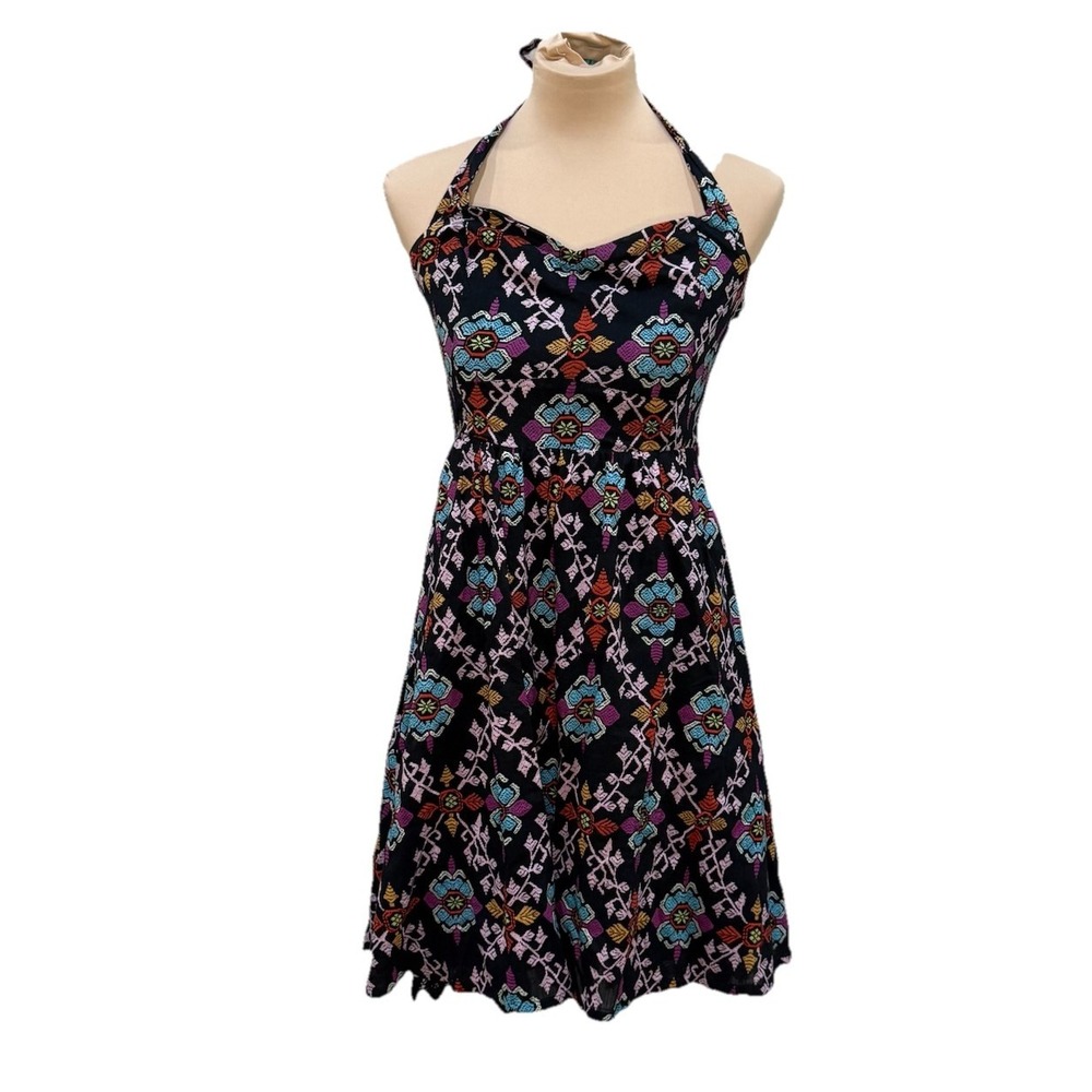 EDME‎ & ESYLLTE Primula Multicolor Halter Dress 6 Beach Vacation Coastal Romance